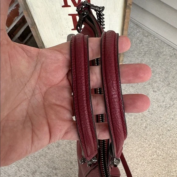 COACH CHAIN PRAIRIE SATCHEL BAG PEBBLED LEATHER - BURGUNDY/CHERRY RED - Picture 3 of 12